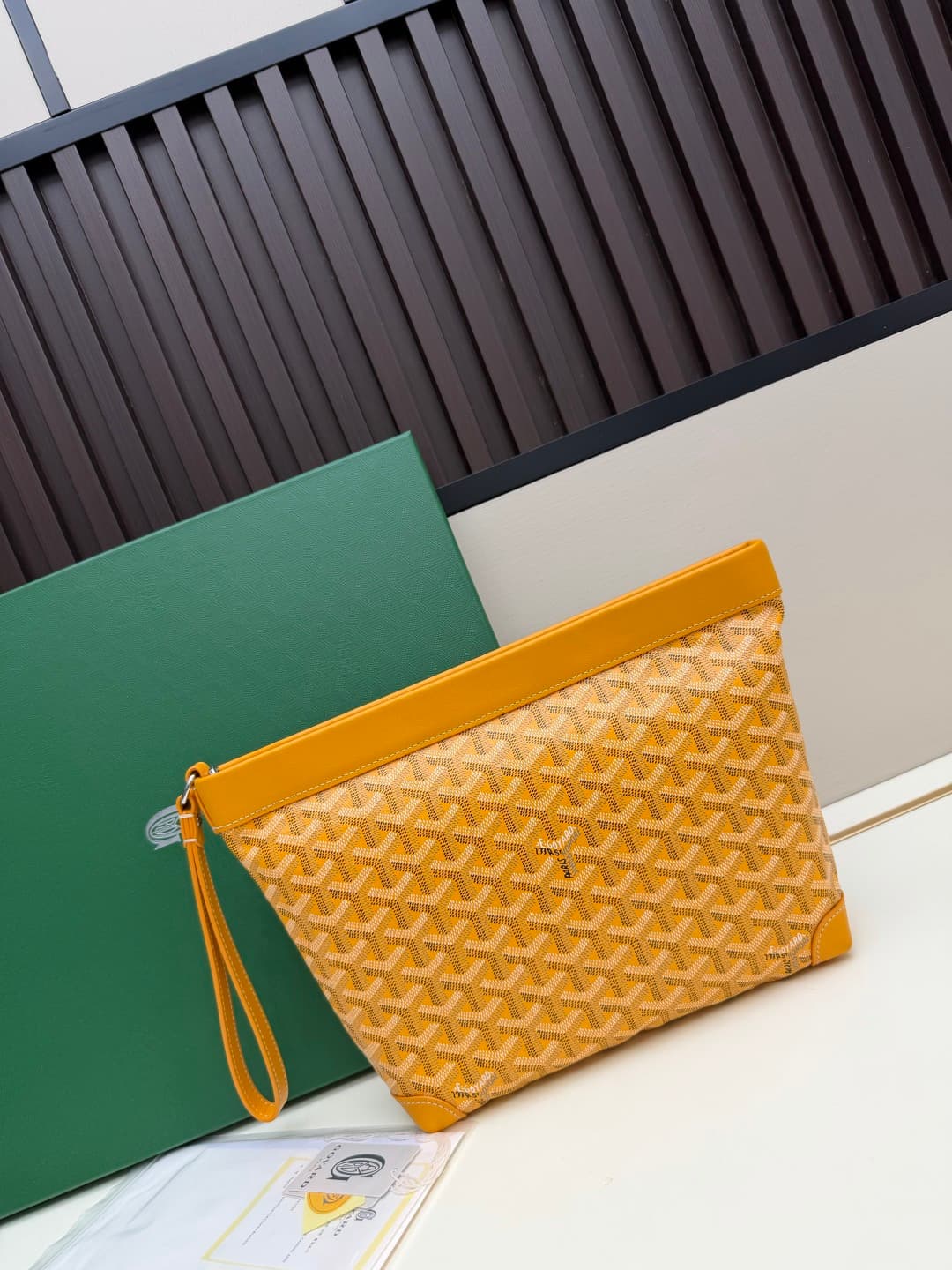 Goyard Conti pouch Goyardine canvas and Chevroches Calfskin Yellow High