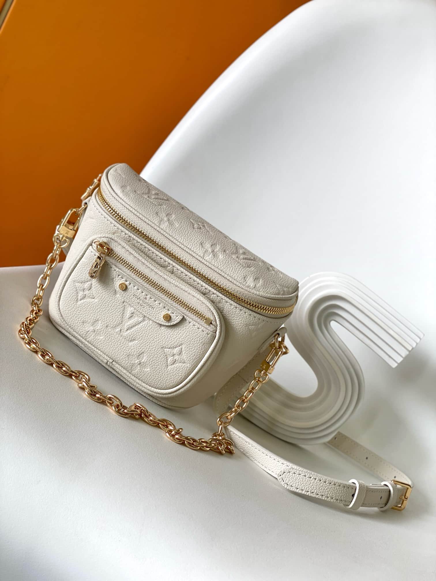 Louis Vuitton Mini Bumbag Cream Monogram Empreinte Leather M83275 High