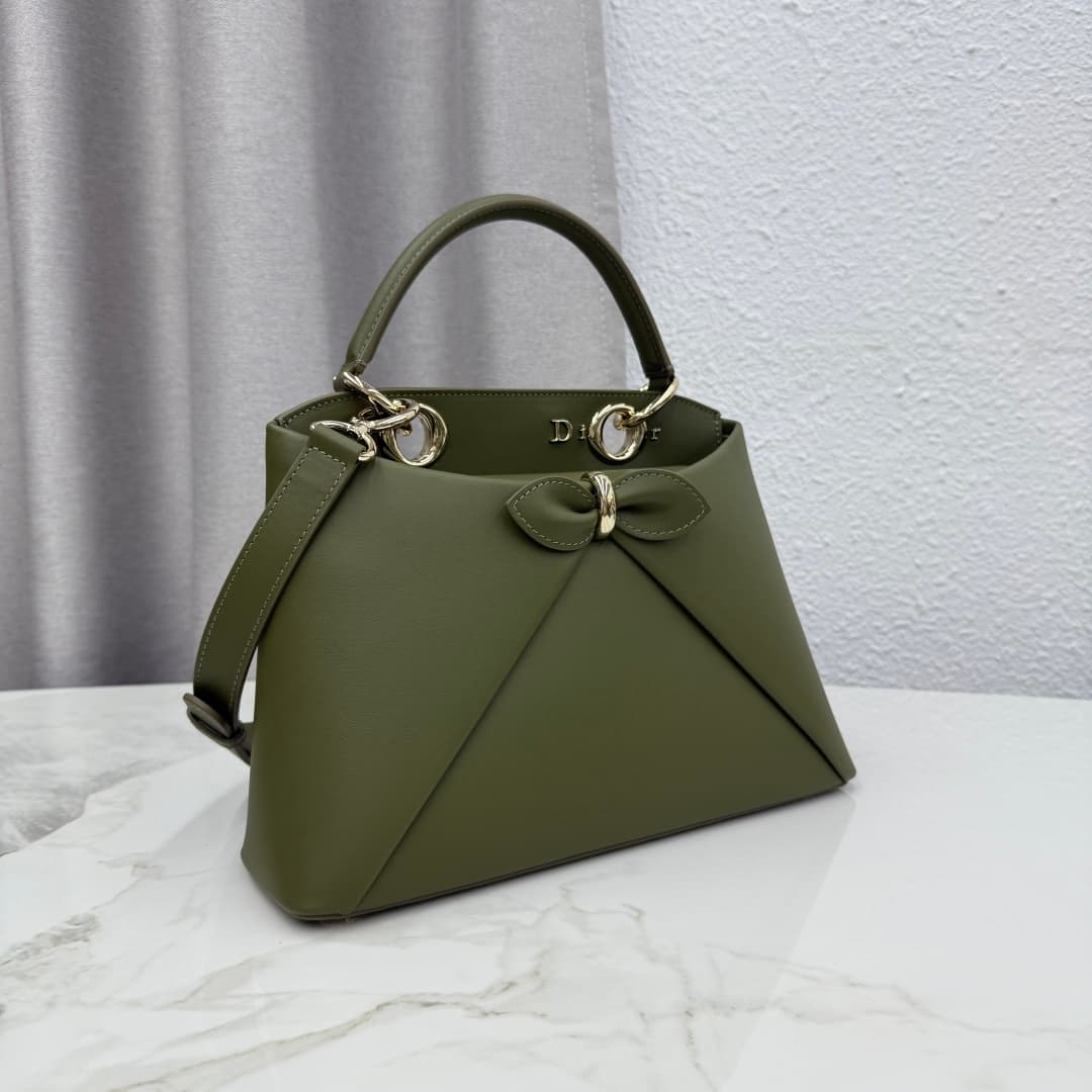 Small Dior Cigale Bag Green Shiny Supple Calfskin High