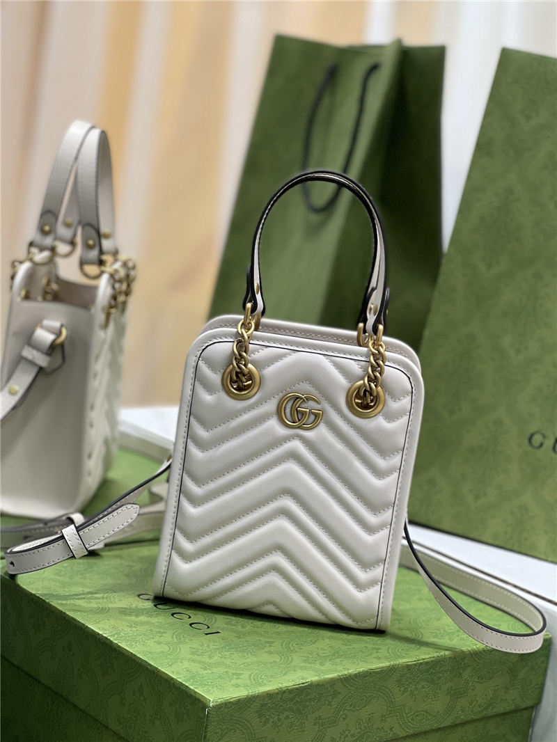 GG Marmont matelassé mini bag 696123 White High