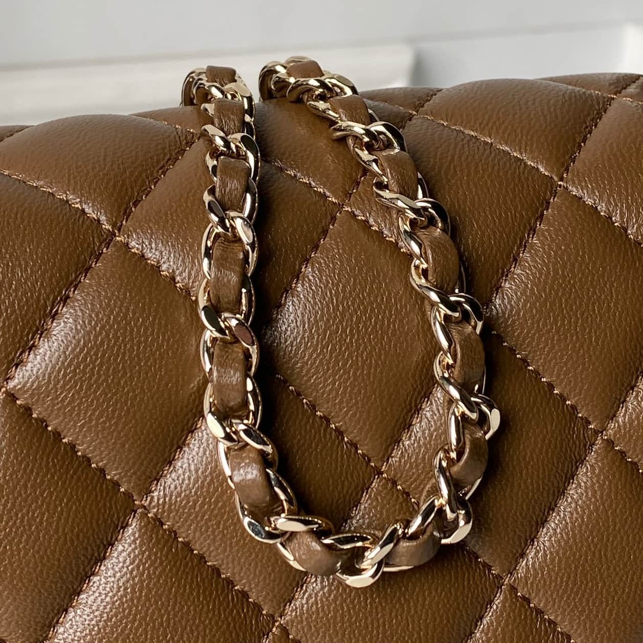 Chanel Mini Classic Flap Bag Lambskin & Gold-Tone Metal AS5758 Dark Brown High