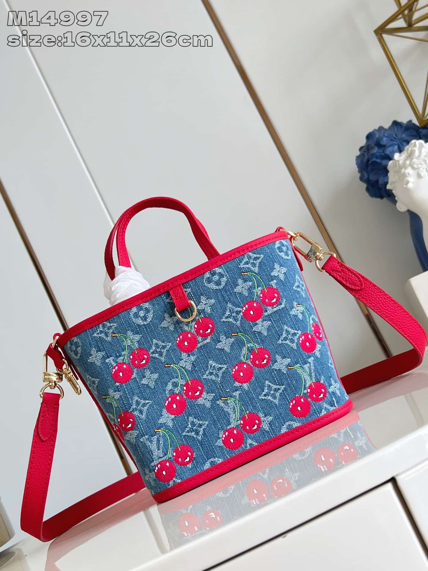 Louis Vuitton x Murakami Neverfull Inside Out BB Monogram cherry denim M14997 High