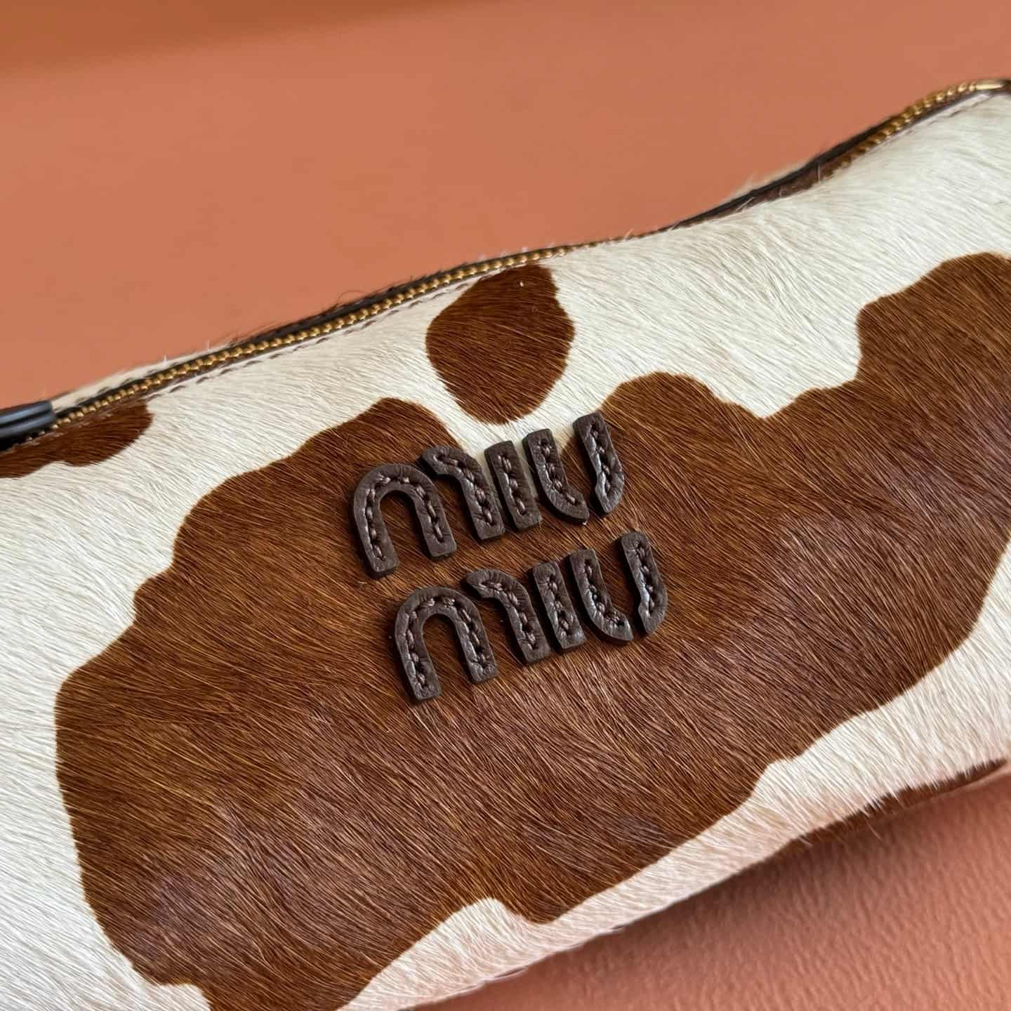 Miu Miu Printed leather pouch White/Burnt Sienna 5NE851 High
