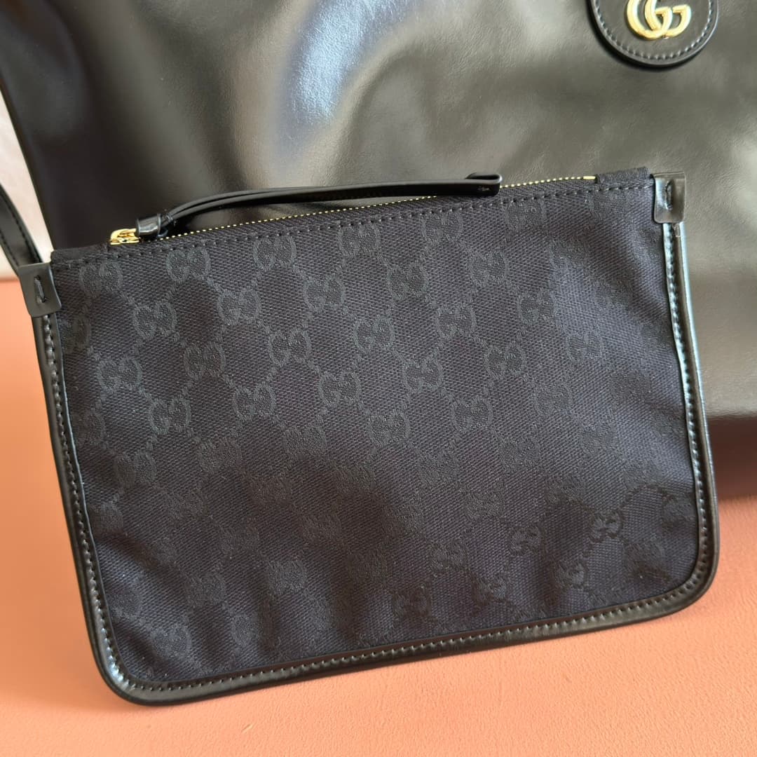 Gucci Giglio large tote bag Black soft glossy leather ‎853971 High