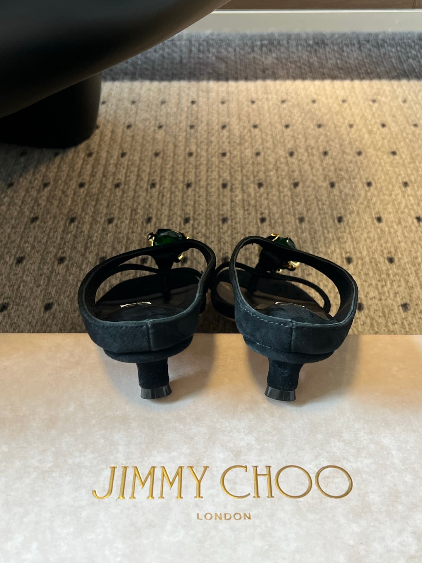 Jimmy Choo Emeri Stone Suede Sandals Women