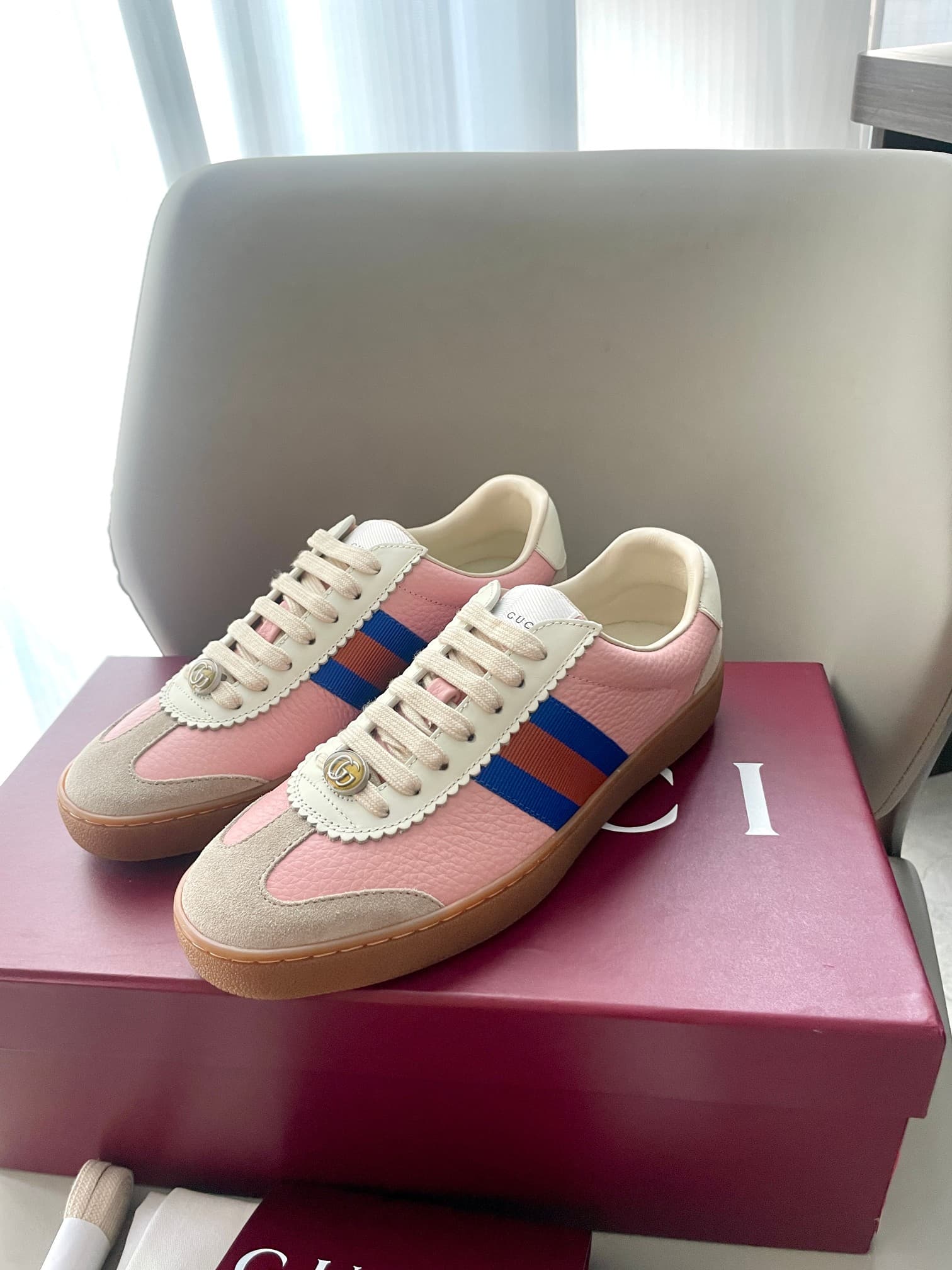 Gucci Calfskin Suede Web Sneaker shoes G74 Men Women