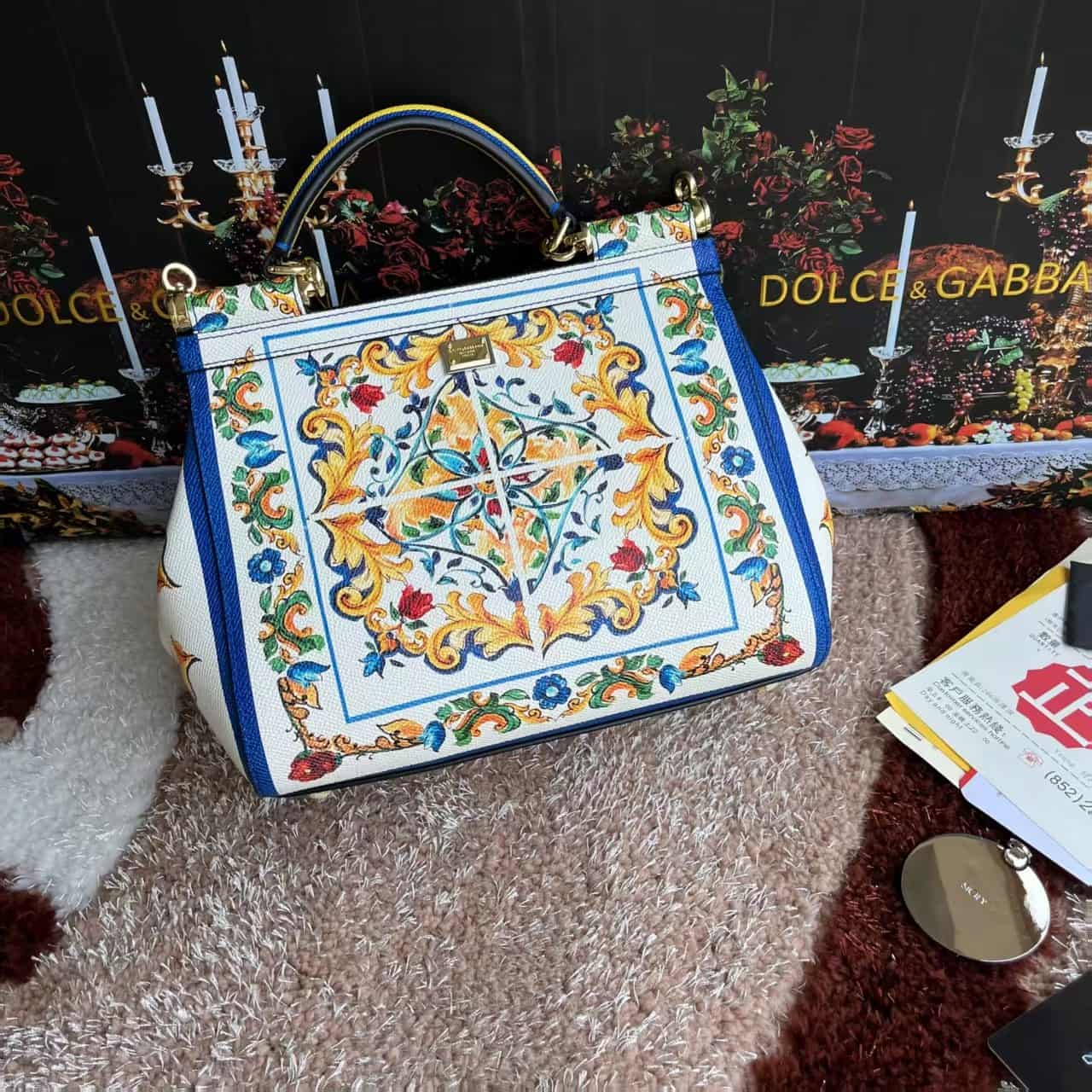 Dolce & Gabbana Miss Sicily top handle bag with multicolor print leather High