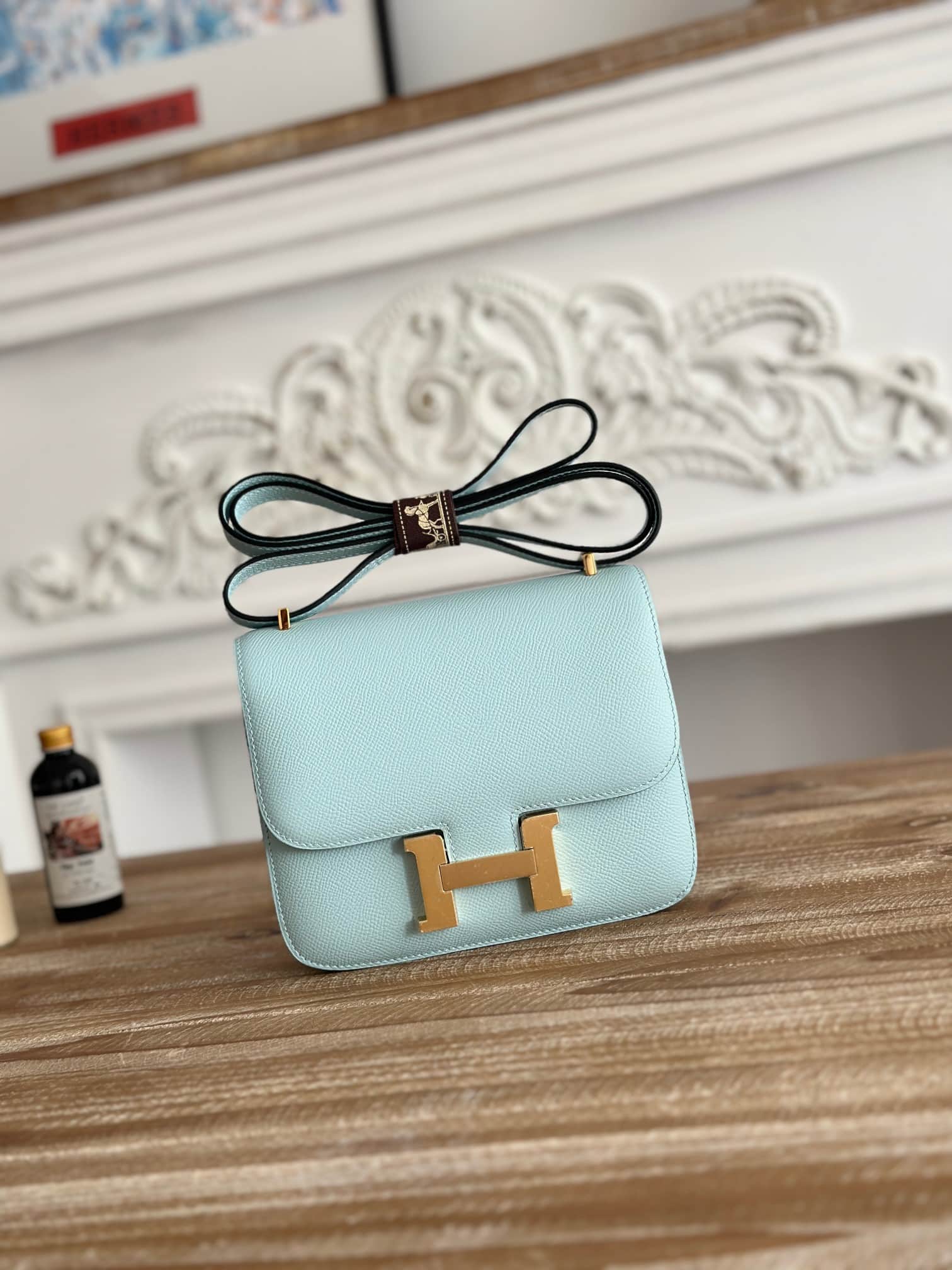 Hermes Mini Constance 18cm Epsom Bag WAX Blue Zephyr High