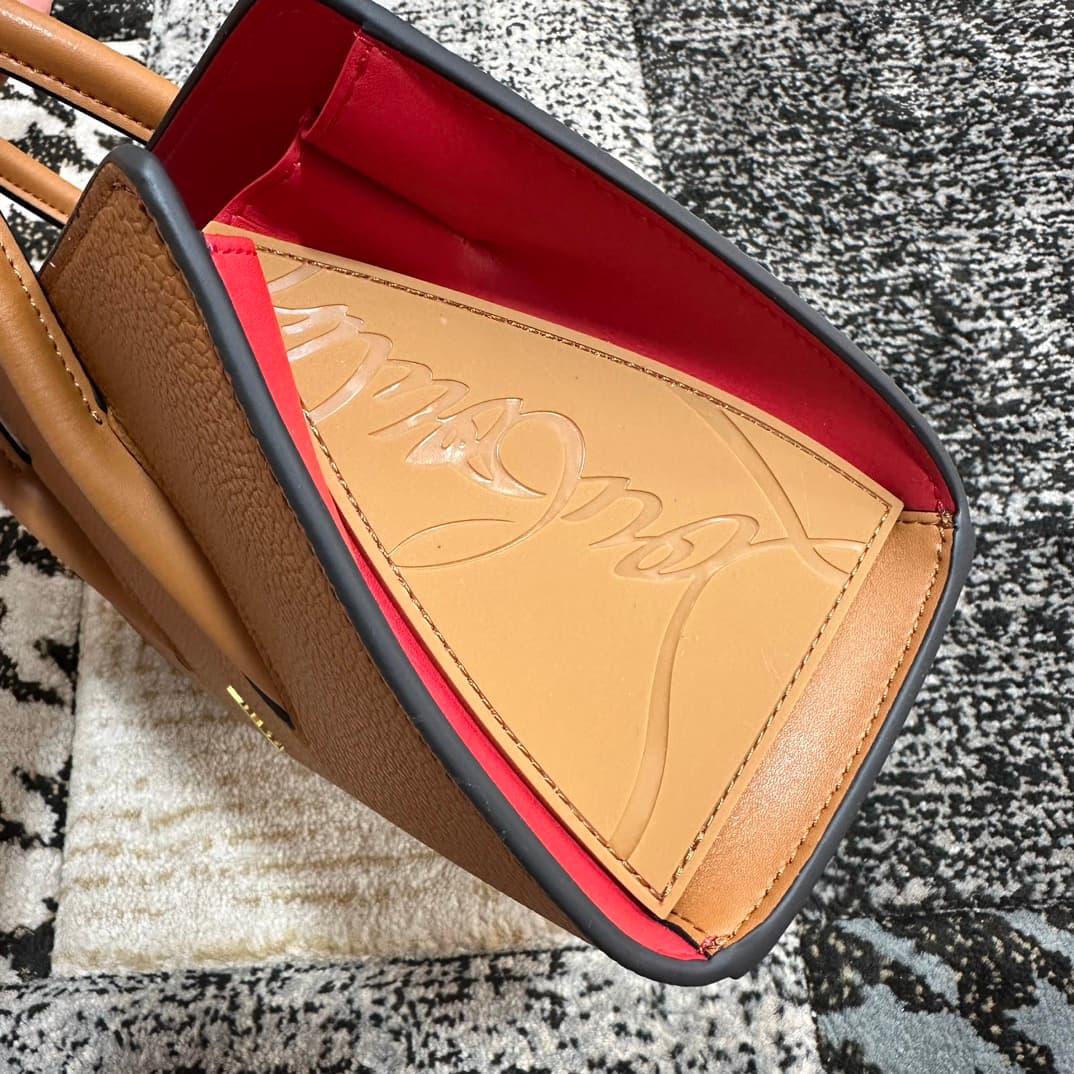 Christian Louboutin Paloma leather tote bag in brown with spikes &studs High