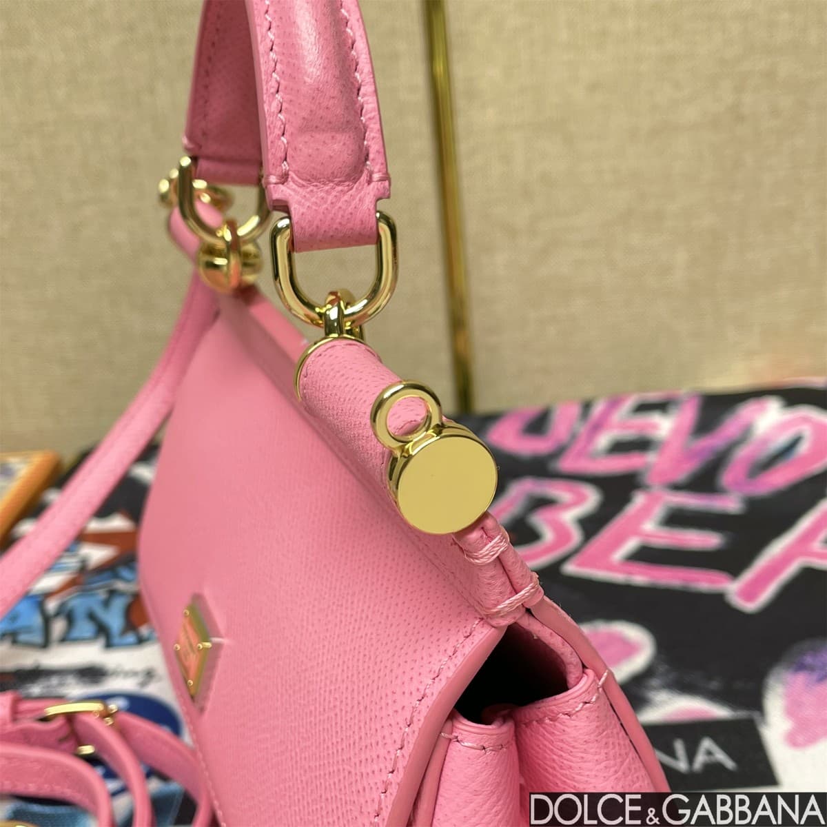 Dolce & Gabbana Miss Sicily top handle bag calfskin leather Pink High