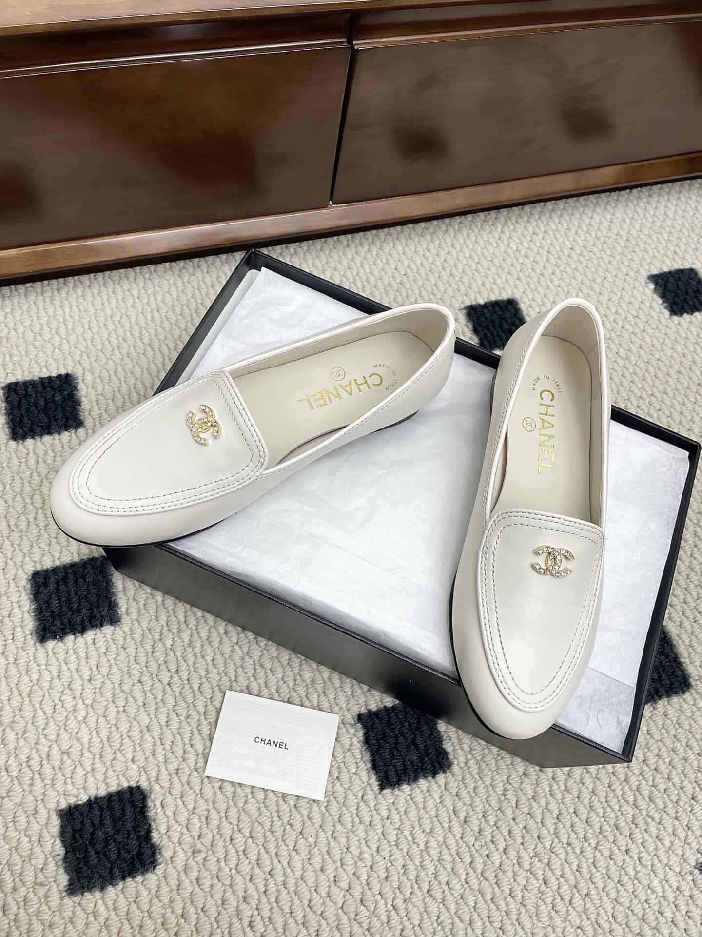 Chanel Lambskin CC Mocassin Loafers shoes Women