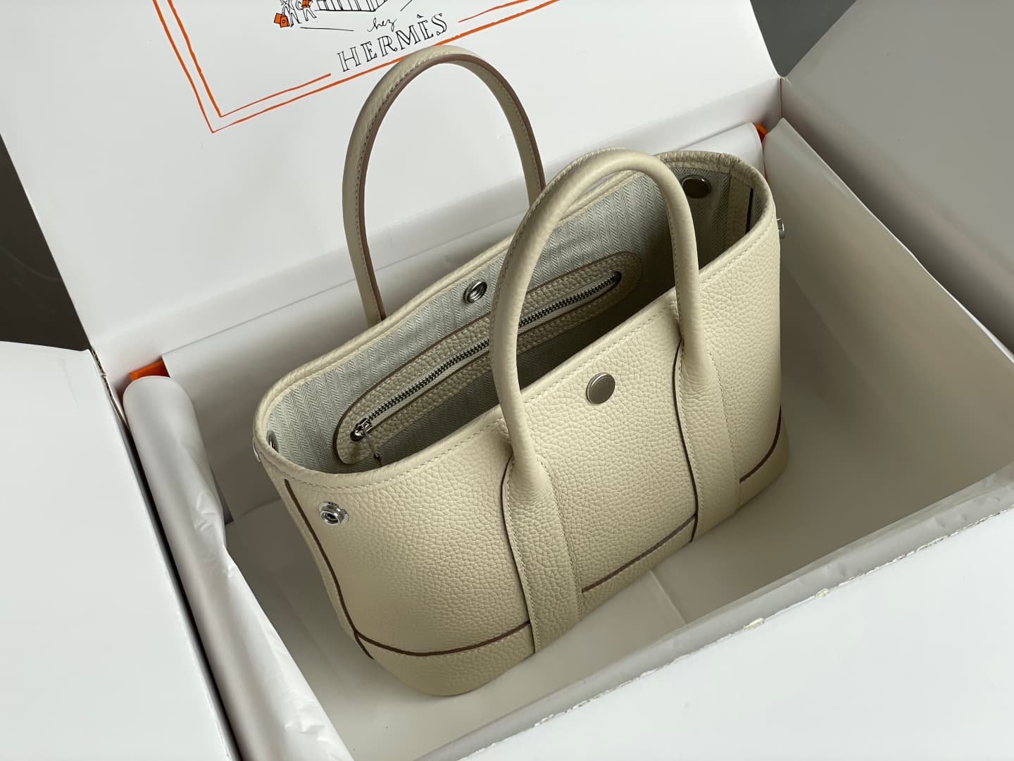 Hermes Garden Party 23 bag in Craie Togo Leather WAX High