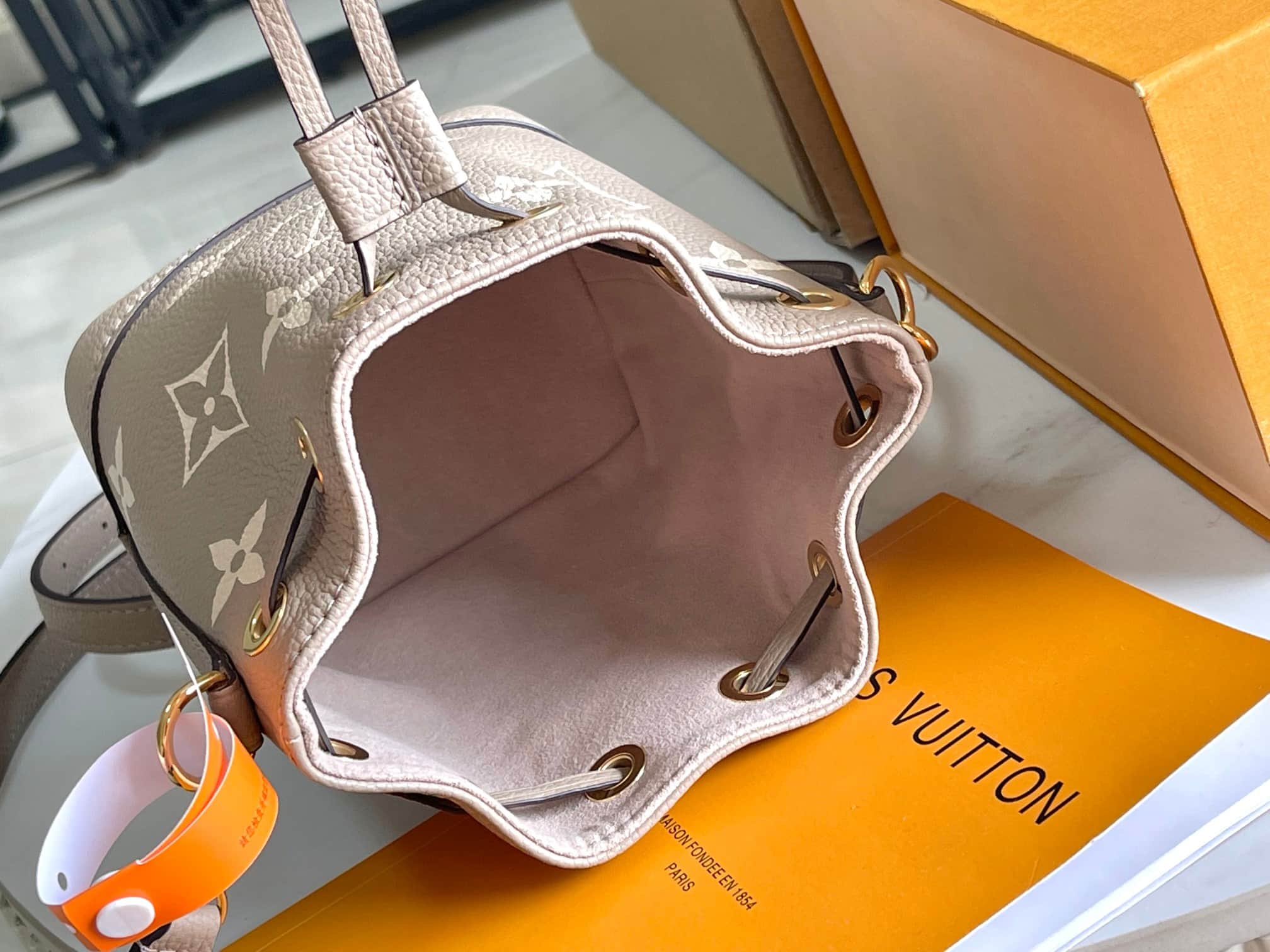 Louis Vuitton Nano Noé Tourterelle Gray / Cream Monogram Empreinte leather M46291 TOP