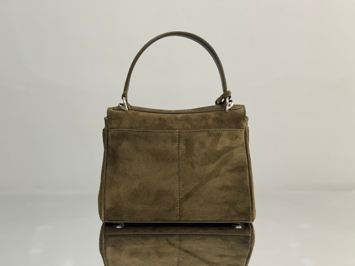 Balenciaga Rodeo Mini Bag in Khaki Waxed Suede Calfskin With Silver-Tone Metal TOP