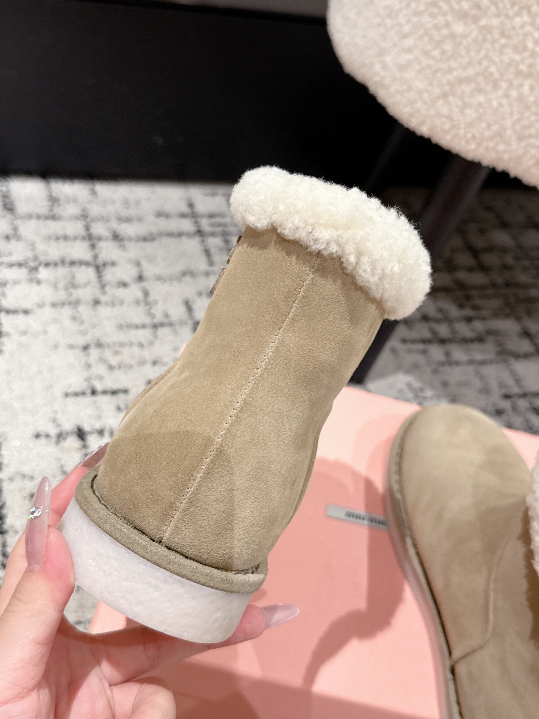 Miu Miu Cappuccino Suede Ankle Boots Women