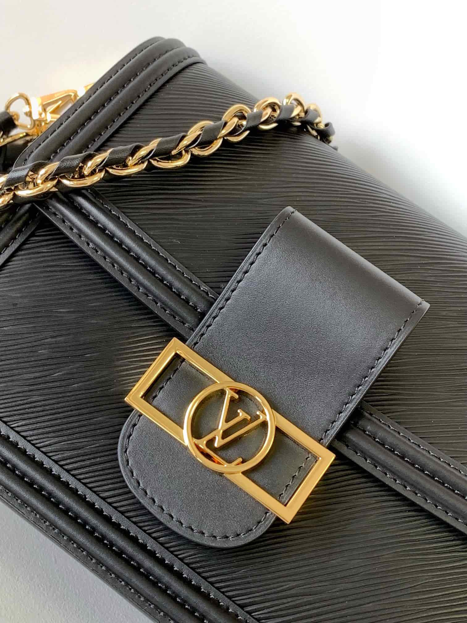 Louis Vuitton Dauphine MM Black Epi grained cowhide leather M56141 High