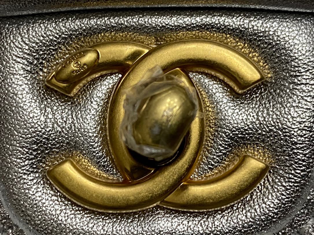Chanel Small Flap Bag Metallized Braided Calfskin & Gold-Tone Metal  Silver AS4797 High