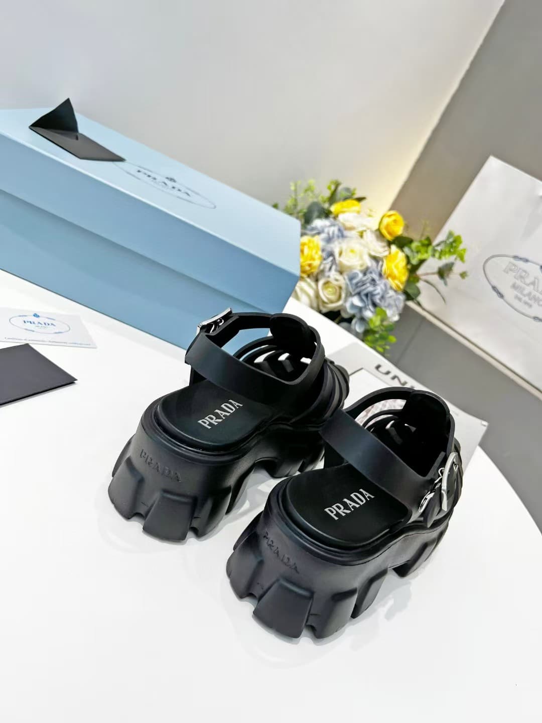 Prada Monolith Rubber Sandals