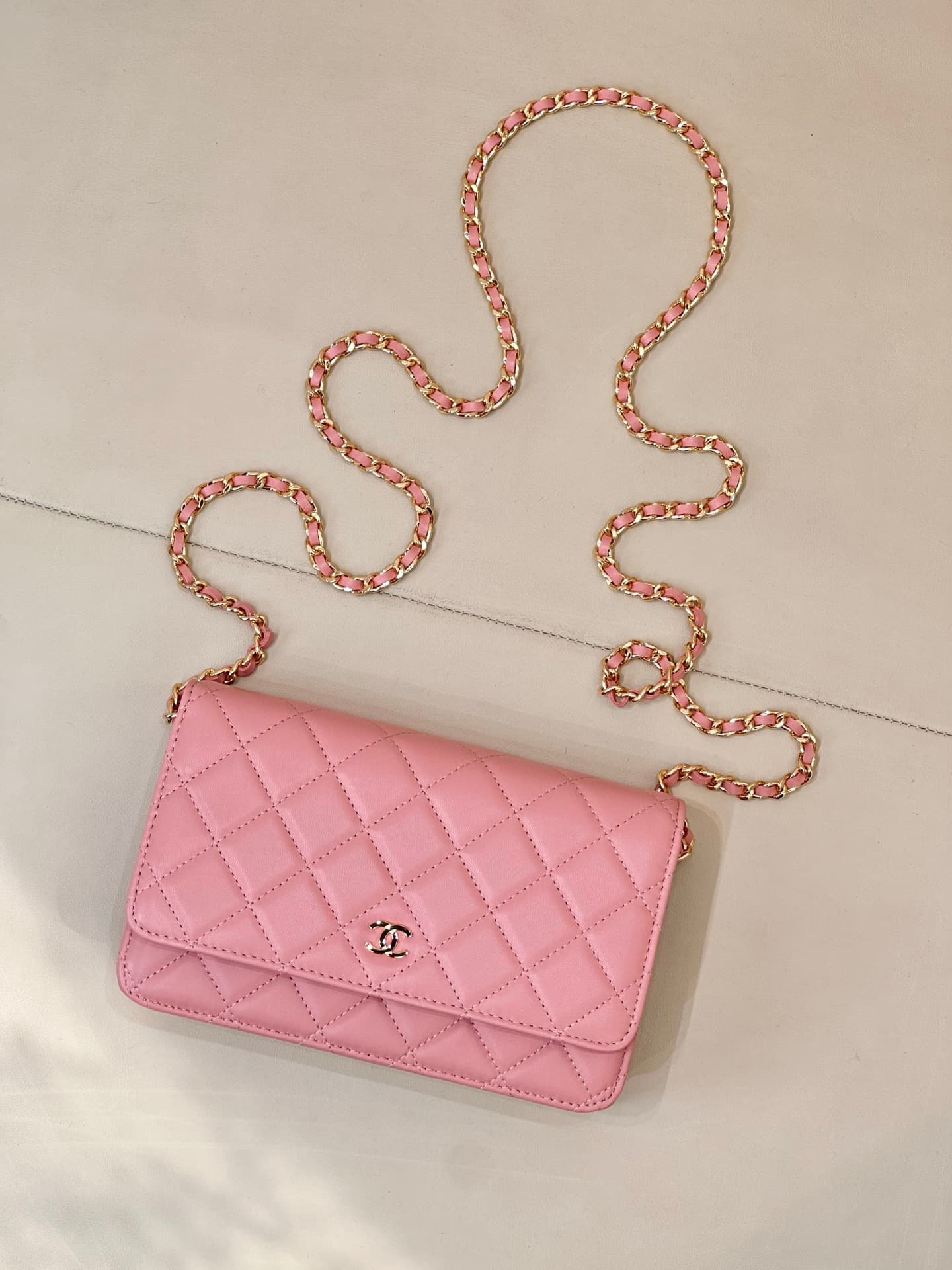 Chanel Wallet on Chain Lambskin& Gold-tone Metal AP0250 Pink TOP