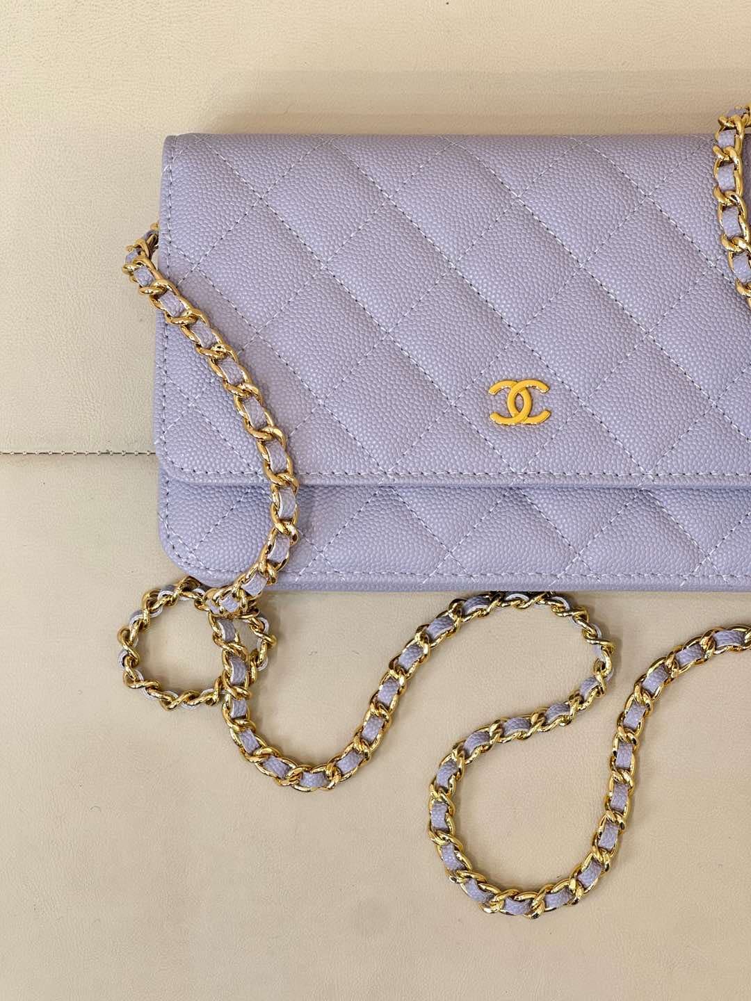 Chanel Wallet on Chain Grained Calfskin& Gold-tone Metal AP0250 Purple TOP
