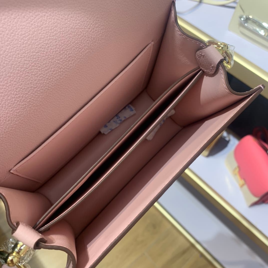 Hermes Roulis wallet in Pink Calfskin Etoupe WAX Gold/Silver-Metal High