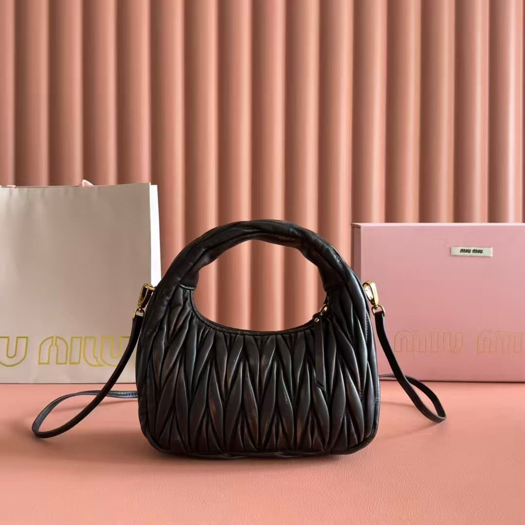 MIU MIU Wander matelassé nappa leather hobo bag High