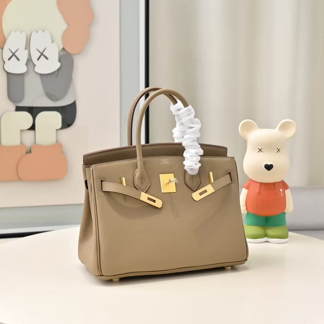 Hermes Birkin 25/30/35cm Bag Calfskin Silver/Gold Metal In Trench High