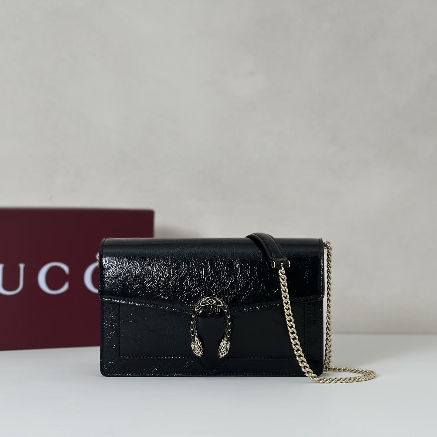 DIONYSUS WALLET ON CHAIN 837374 Black leather High