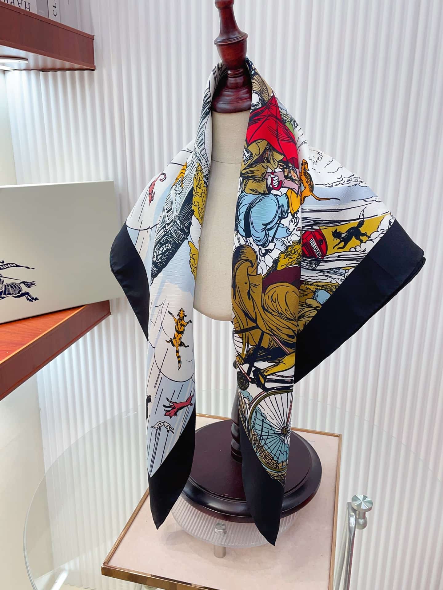 Burberry Raining Cats and Dogs silk scarf