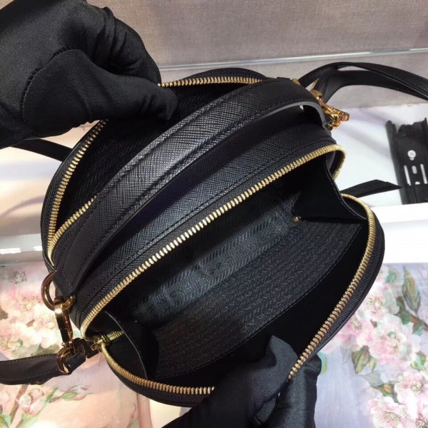 Prada Odette Black Saffiano Leather Bag High