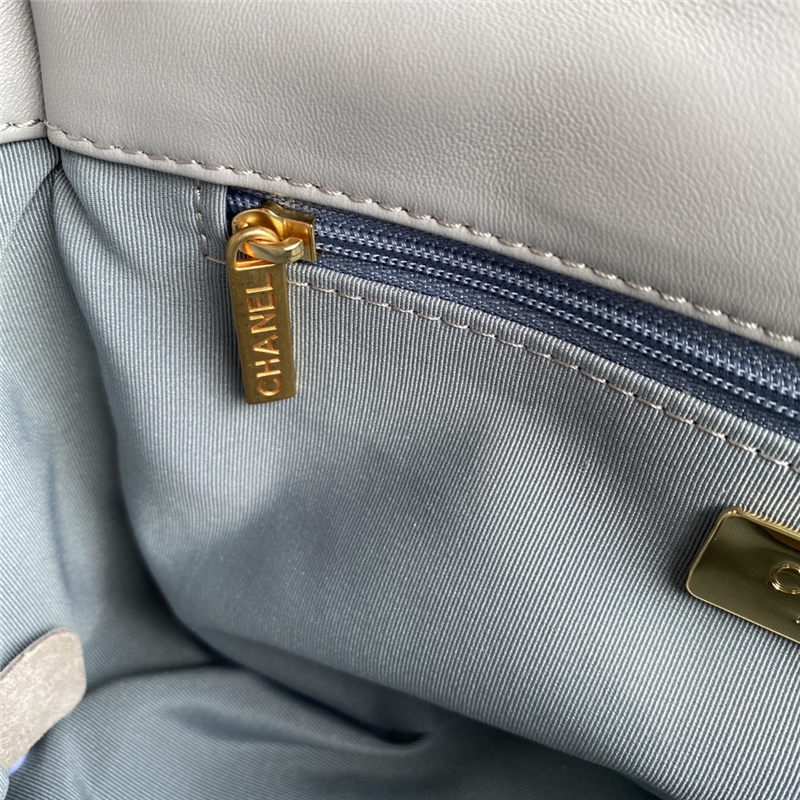 Chanel 19 Flap Bag Lambskin Grey High