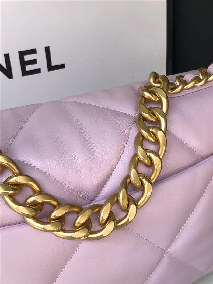 Large Chanel 19 Flap Bag Lambskin Pink High