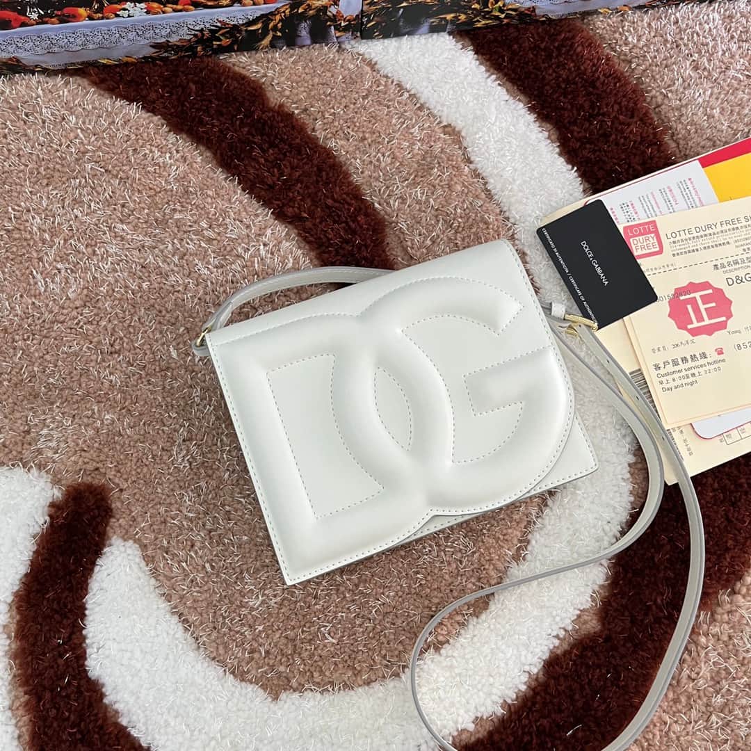 Dolce & Gabbana White calf leather DG Logo crossbody bag high