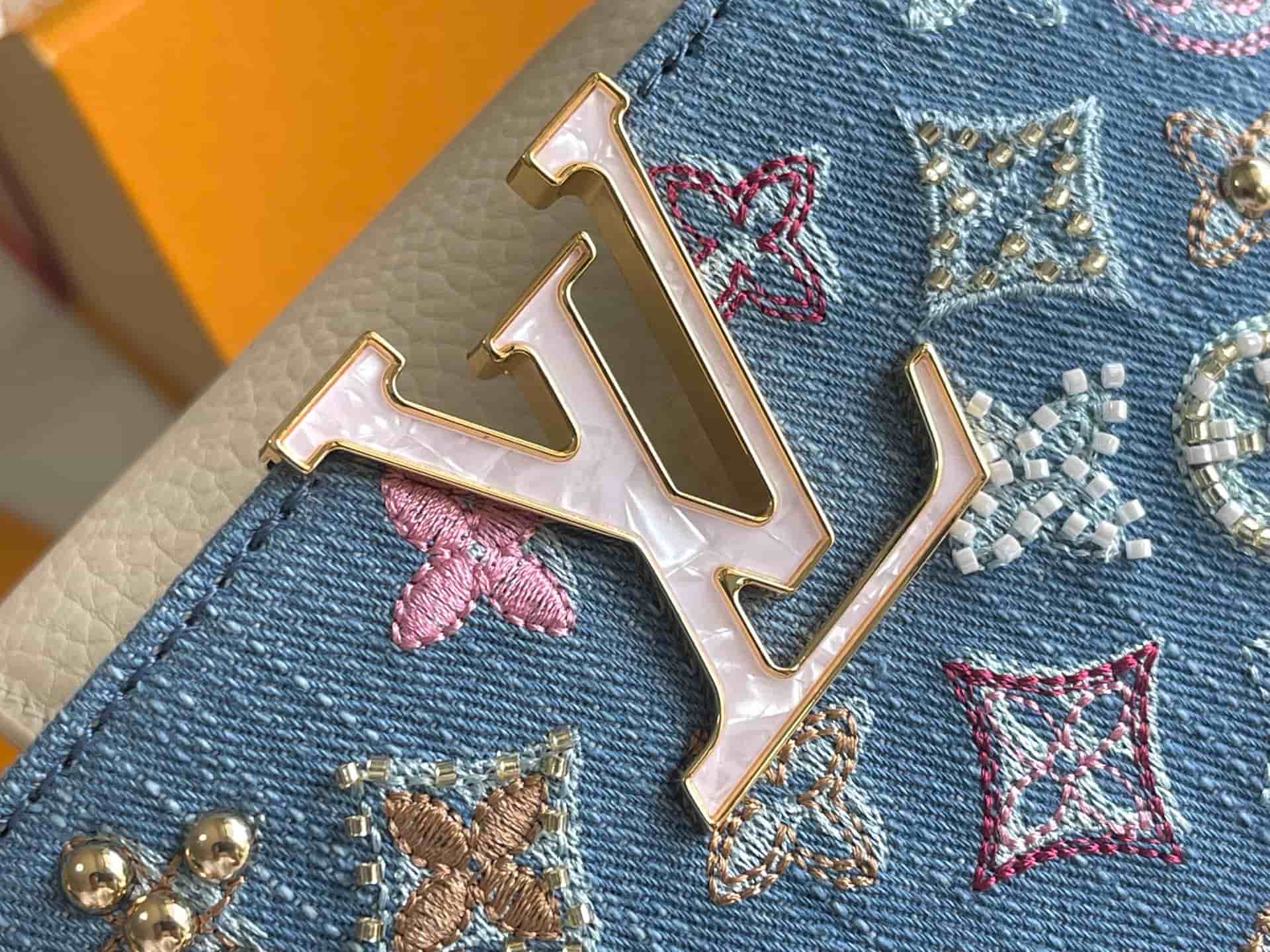 Louis Vuitton Capucines Mini Cowhide-leather trim Denim Blue/Cream M12947 TOP