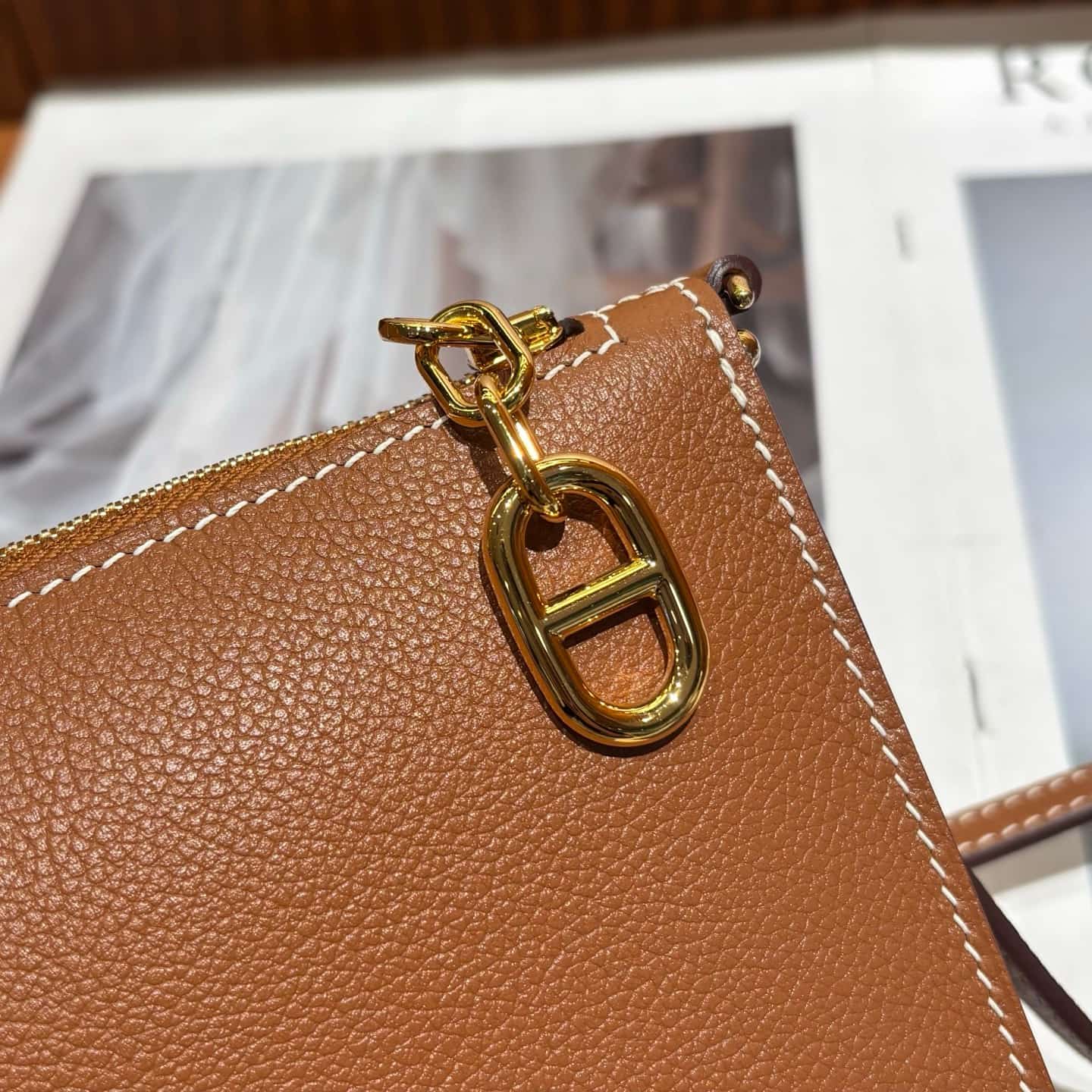 Hermes Zipengo Chaine d'Ancre To Go pouch Evergrain calfskin Gold WAX High