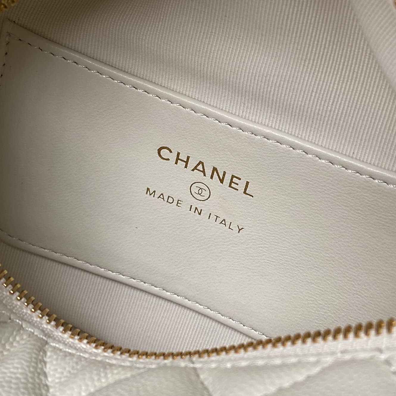 Chanel mini round hobo pouch bag AP4584 Grained Calfskin & gold-tone metal cream high