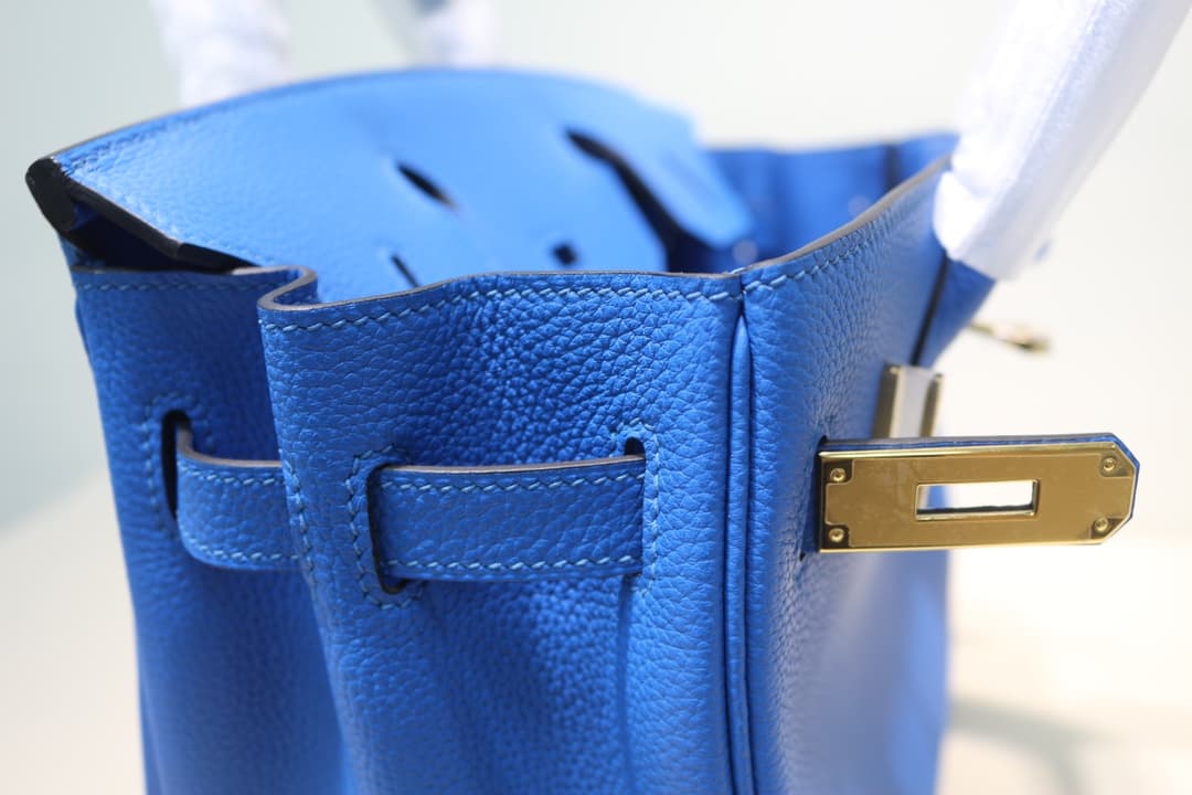Hermes Birkin 25/30/35cm Bag Togo Leather In Blue Hydra WAX High