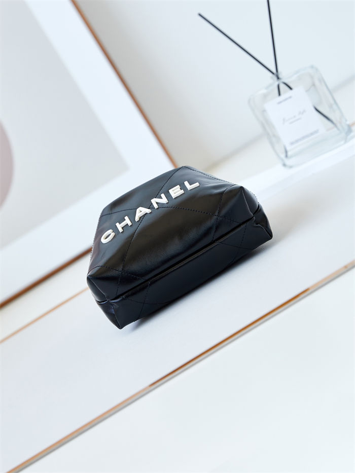 Chanel 22 MINI HANDBAG Shiny Calfskin Black & Gold-Tone Metal AS3980 A