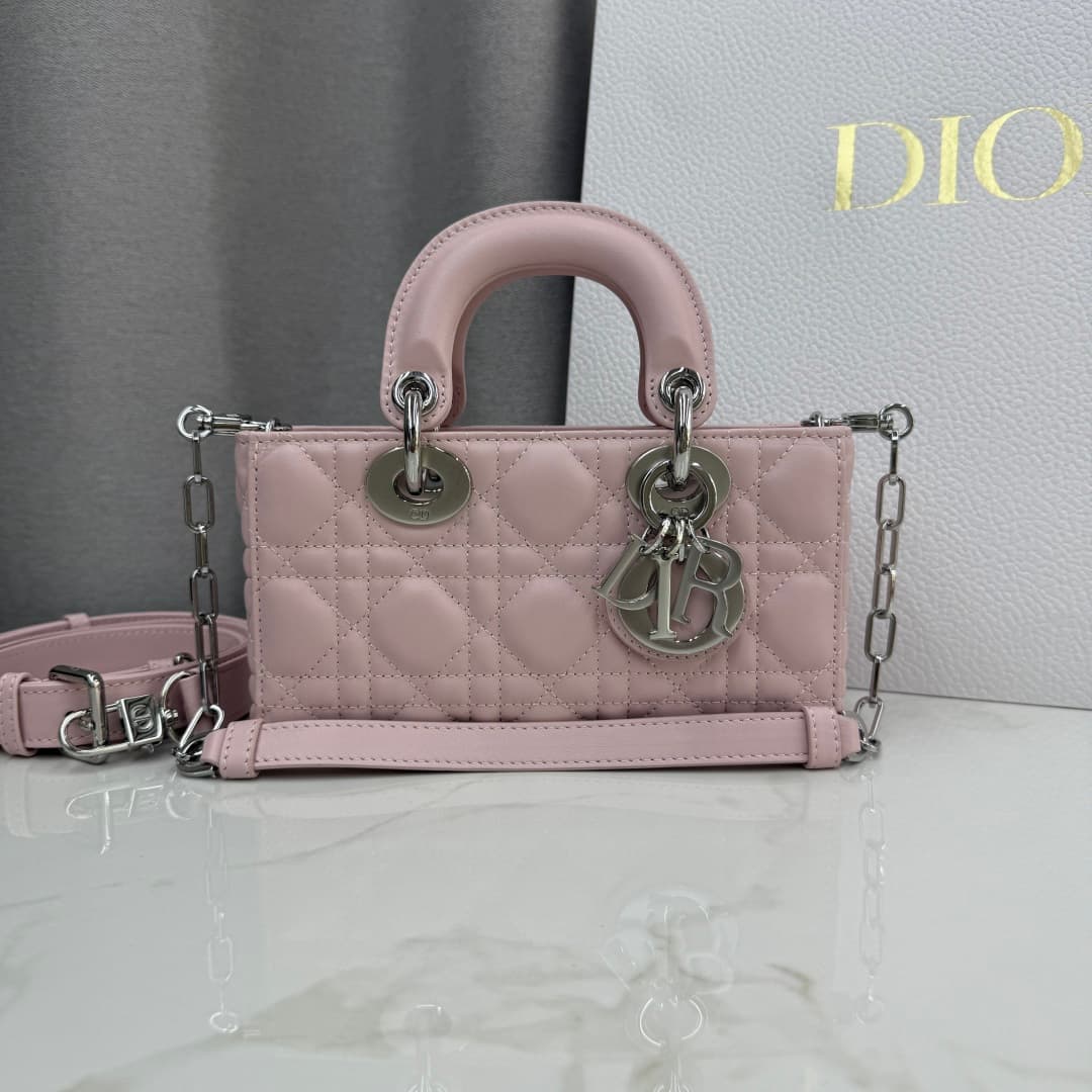 Dior Lady D-Joy Bag Rouge Powder Cannage Lambskin M0636 High