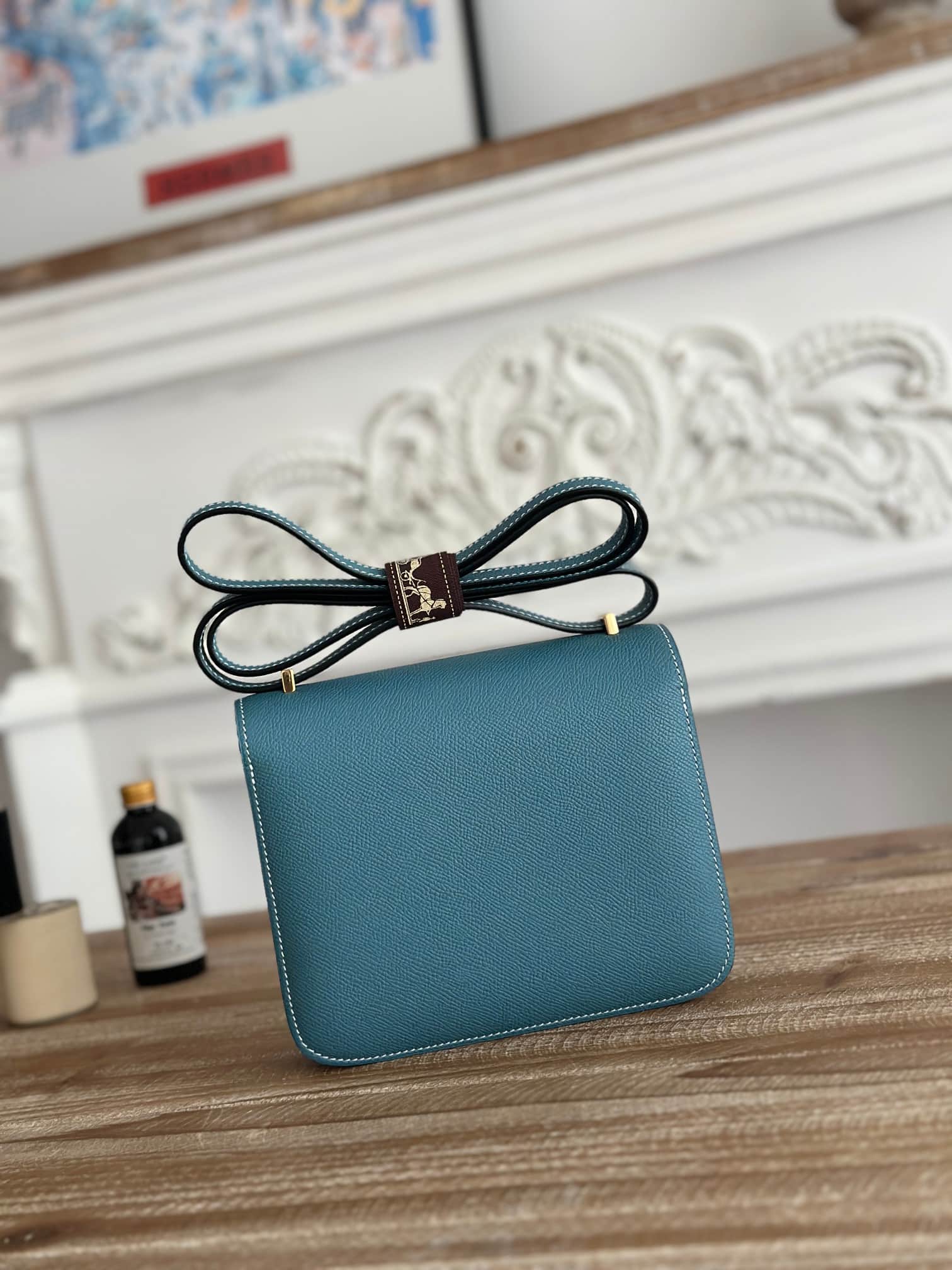Hermes Mini Constance 18cm Epsom Bag WAX Denim Fonce High