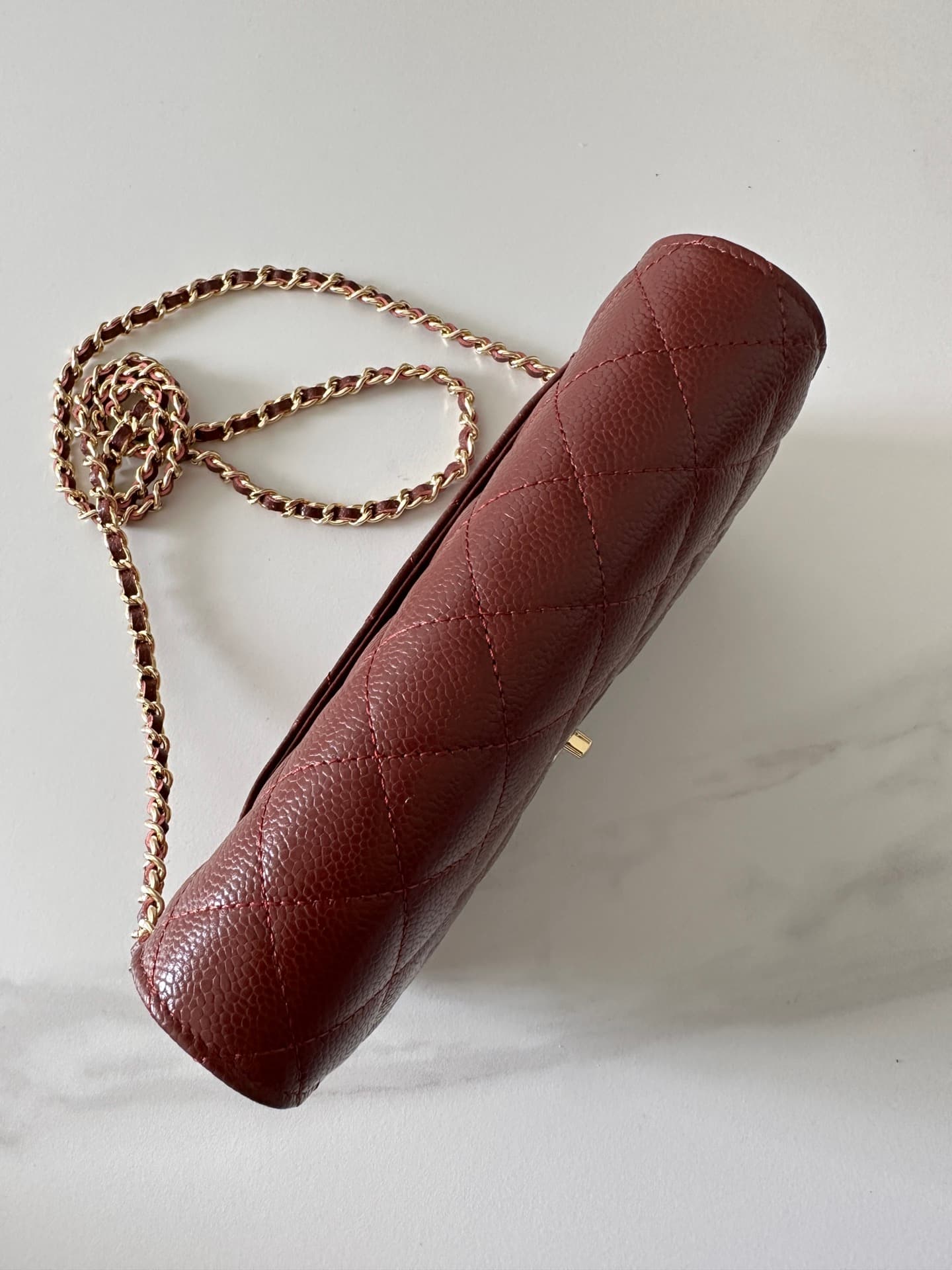 Chanel Classic Wallet on Chain Grained Shiny Calfskin & Gold-Tone Metal AP4241 Dark Brown High
