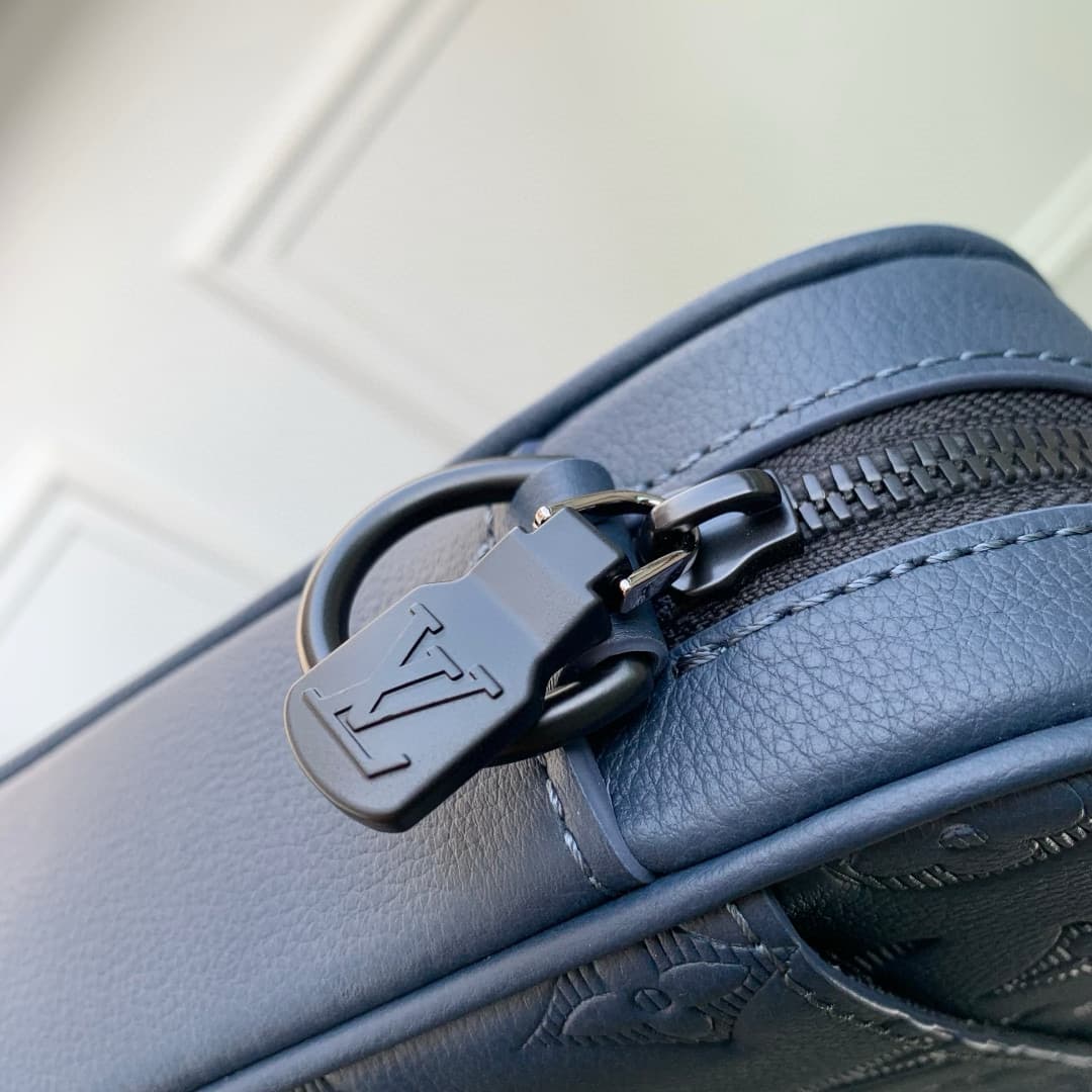 Louis Vuitton Trio Messenger Navy Blue Monogram Shadow calfskin leather M27925 High
