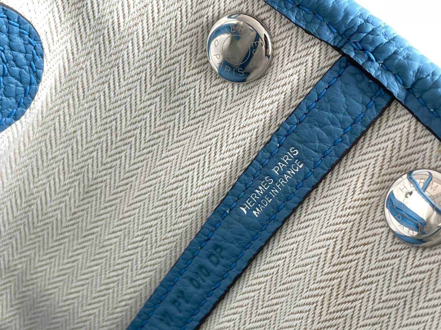 Hermes Garden Party 23 bag in Blue Zanzibar Togo Leather WAX High