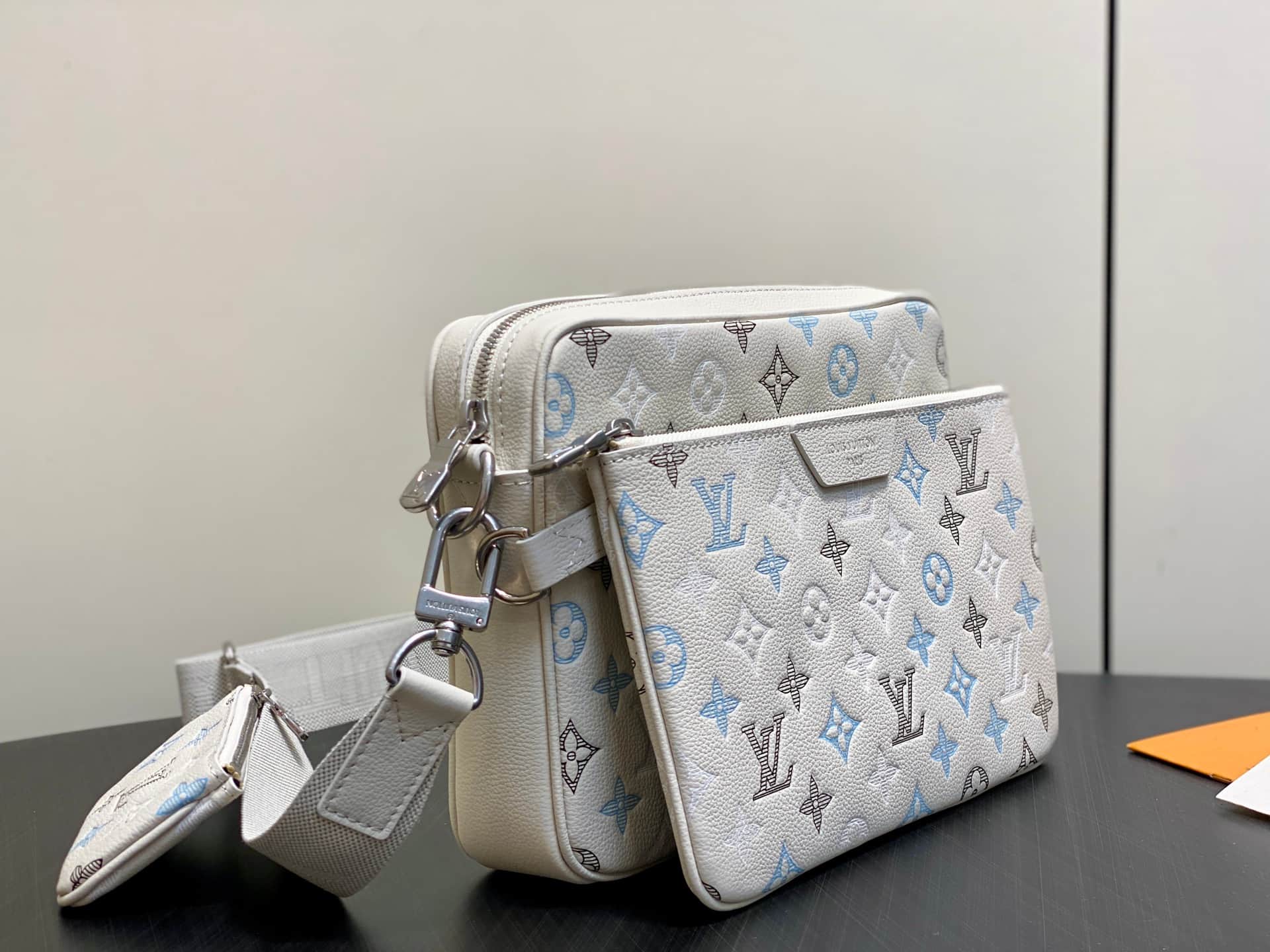 Louis Vuitton Trio Messenger Ecru White Monogram Shadow calfskin leather M28854 High