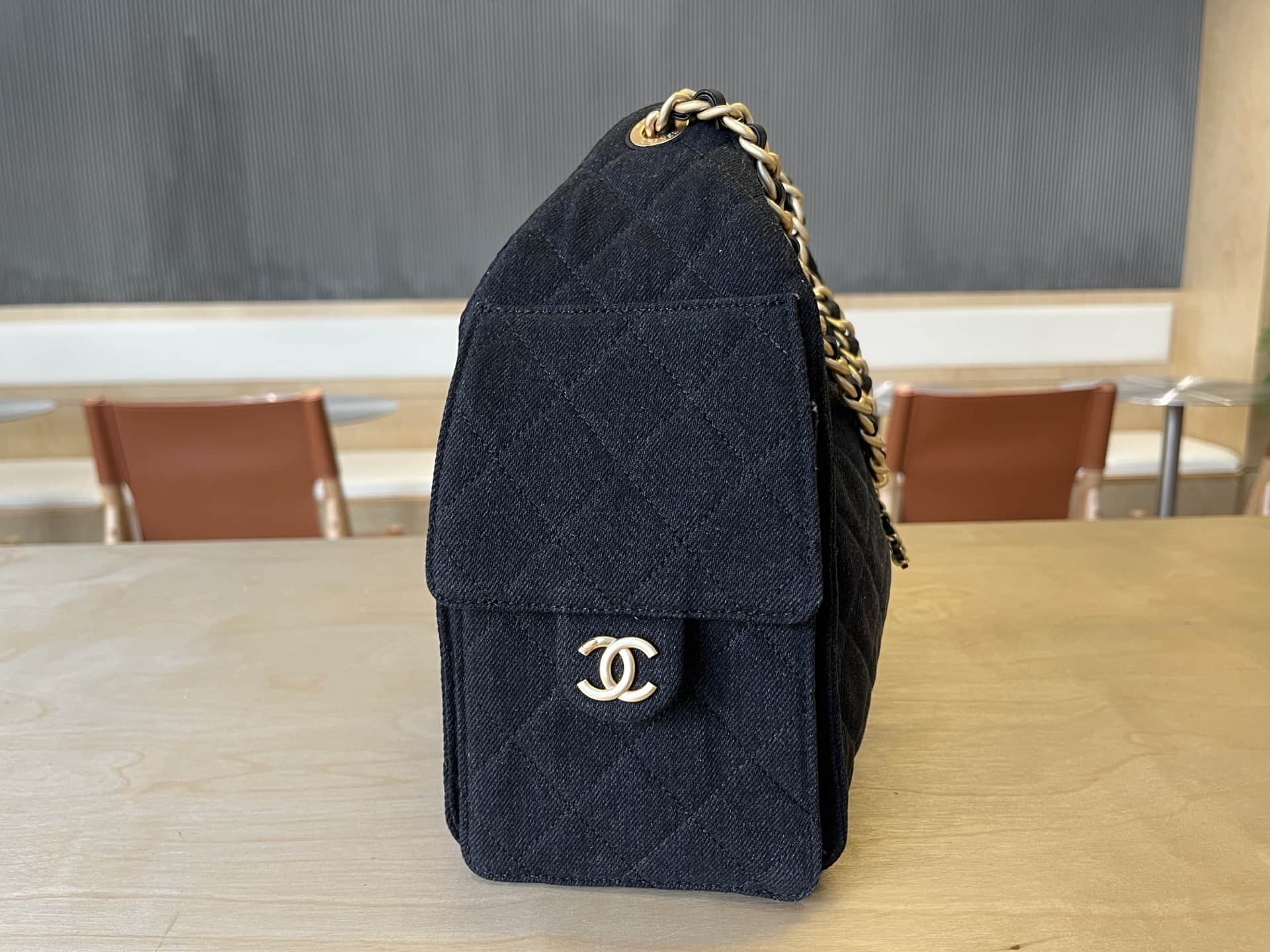 Chanel 25 Small Hobo handbag AS5293 Denim & Gold-tone Metal Black A