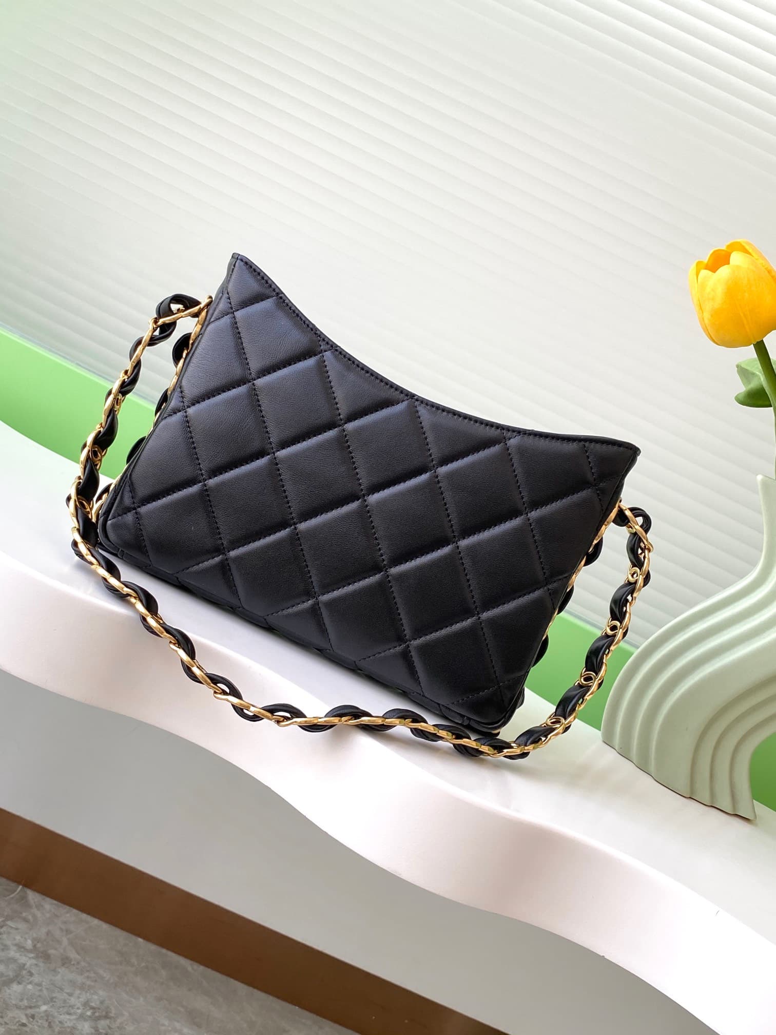 Chanel HOBO HANDBAG AS5177 Lambskin & Gold-Tone Metal Black A
