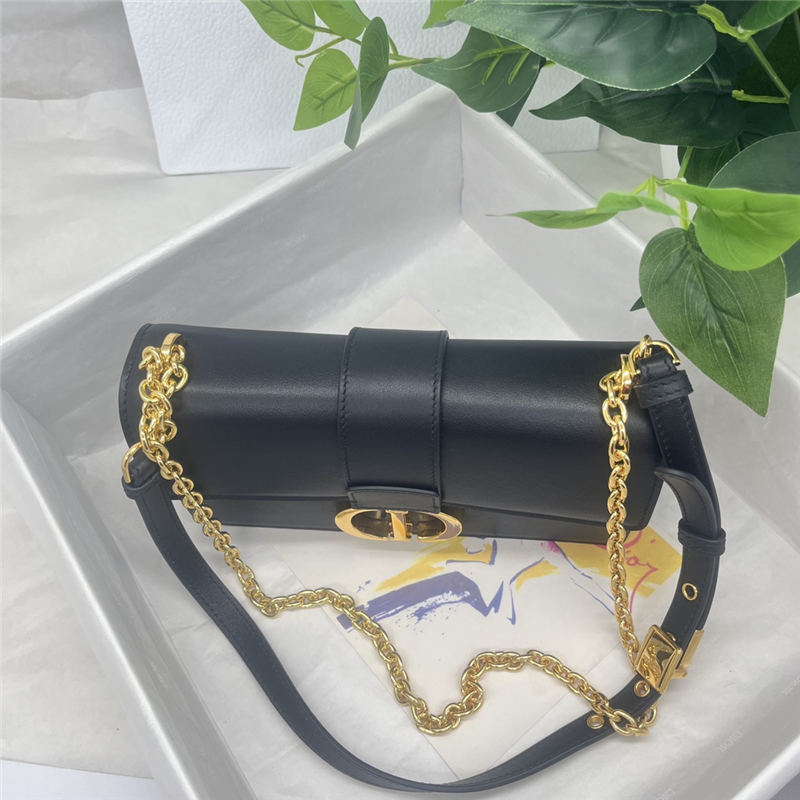 30 MONTAIGNE EAST-WEST BAG WITH CHAIN Calfskin Black High