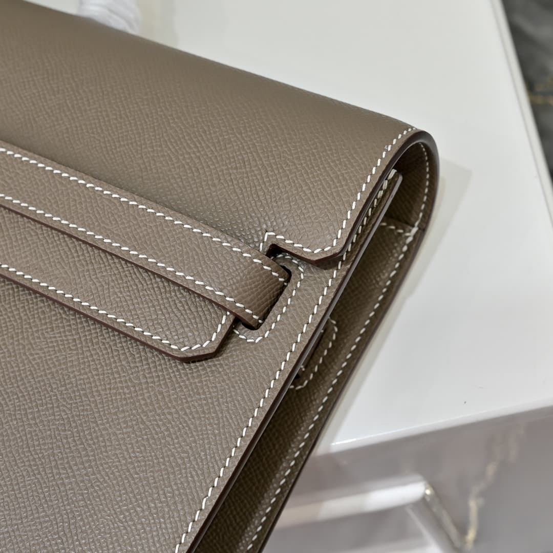 Hermes Kelly depeches Epsom 36 briefcase In gris étaIn Silver Metal CalfskIn WAX High