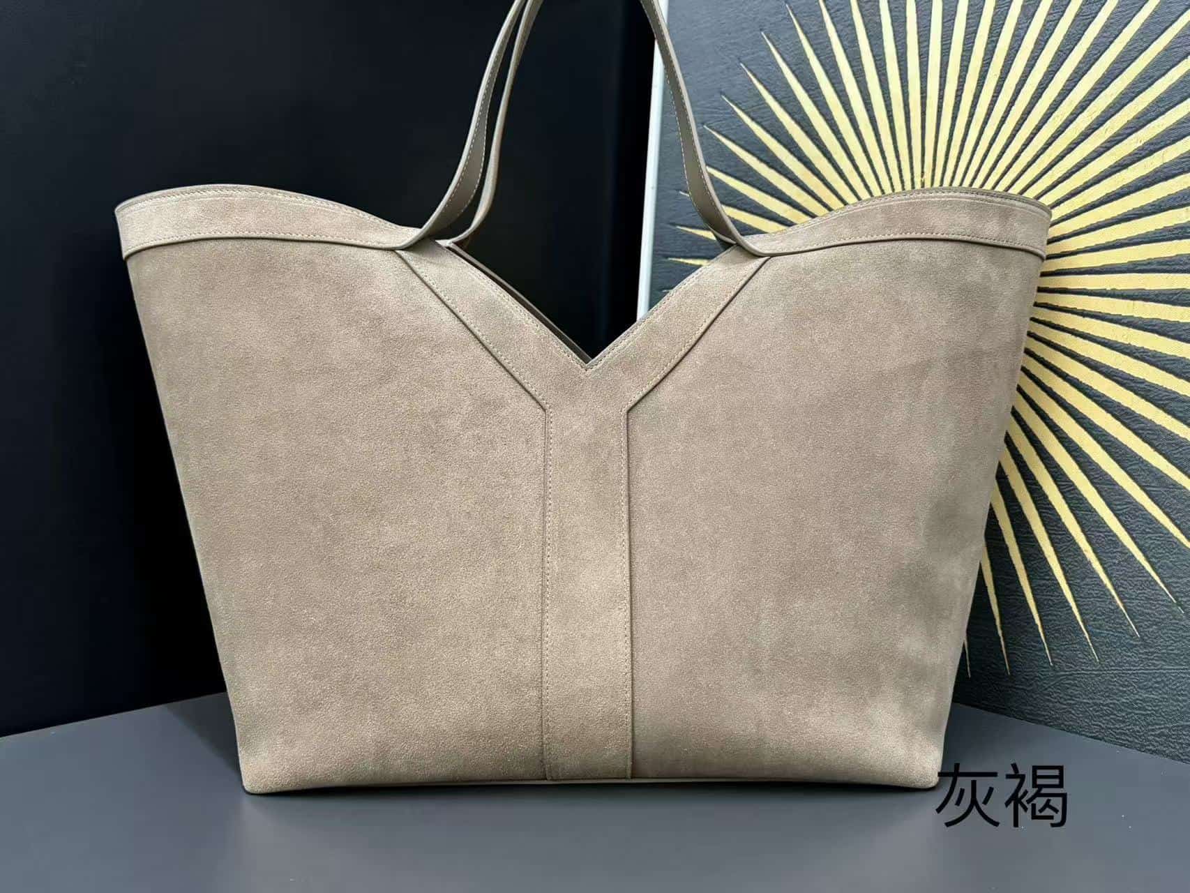 Saint Laurent Y tote in suede in Grey High