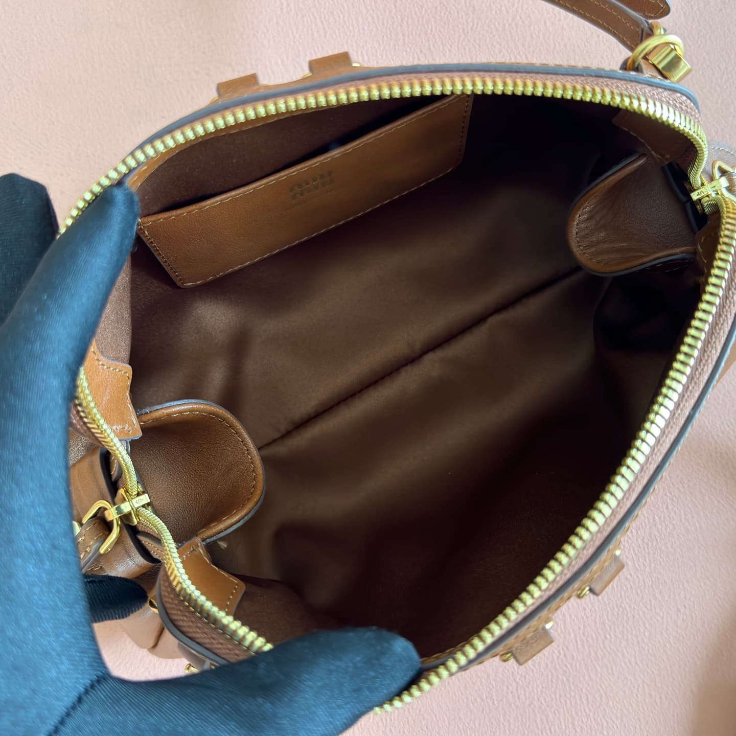 Miu Miu Caprice leather clutch 5BF131 Brown TOP